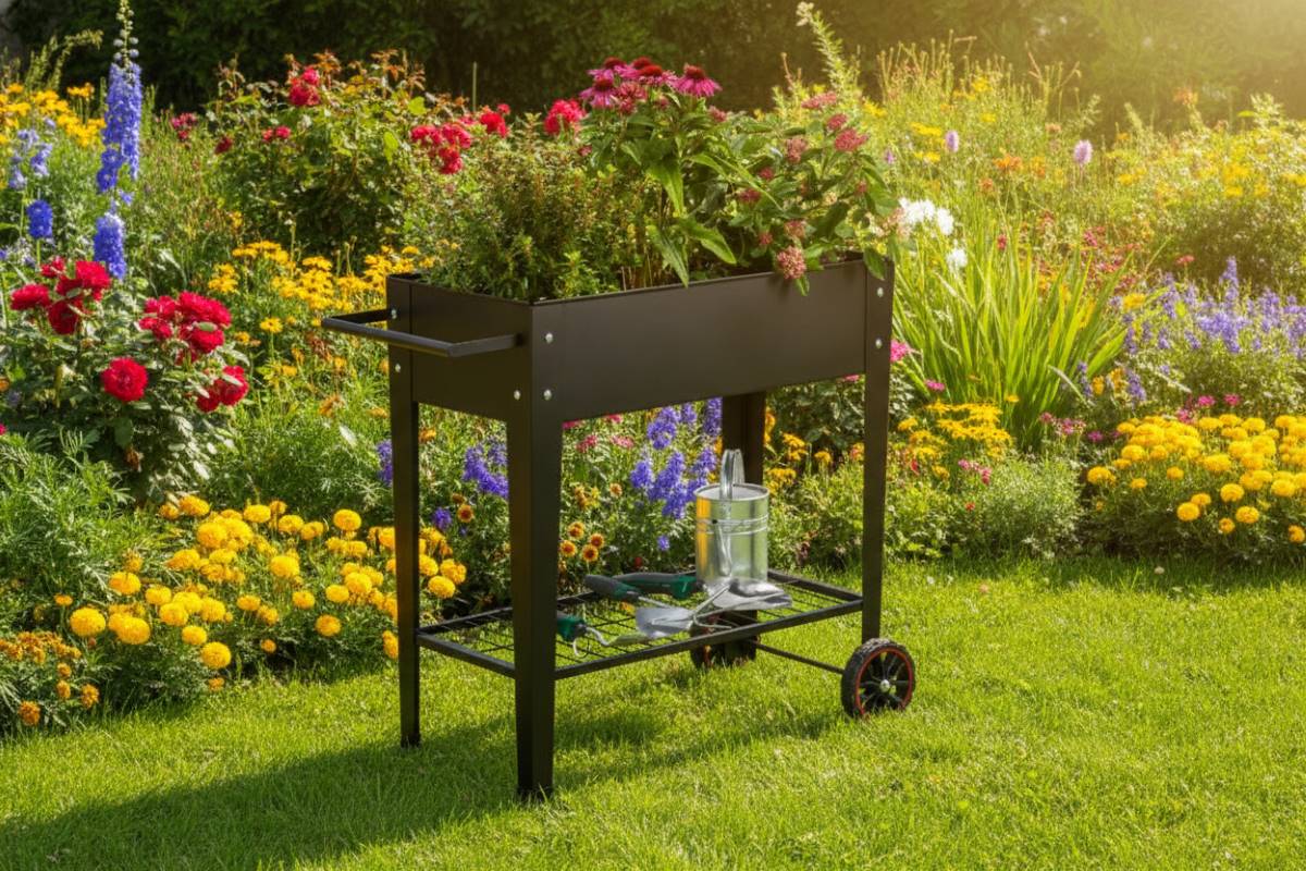 Parkside Vyvýšený záhon na kolečkách 93 x 41 x 81 cm 528624 antracit 4